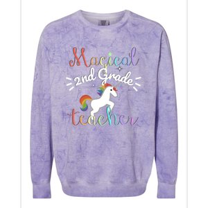 Magical 2Nd Grade Teacher Rainbow Unicorn Second Grade Gift Colorblast Crewneck Sweatshirt