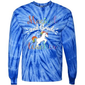 Magical 2Nd Grade Teacher Rainbow Unicorn Second Grade Gift Tie-Dye Long Sleeve Shirt