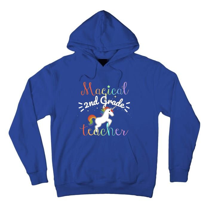 Magical 2Nd Grade Teacher Rainbow Unicorn Second Grade Gift Tall Hoodie