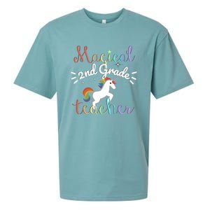 Magical 2Nd Grade Teacher Rainbow Unicorn Second Grade Gift Sueded Cloud Jersey T-Shirt