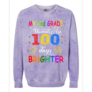 My 2nd Grade Students Are 100 Days Brighter Funny Gift Teachers Gift Colorblast Crewneck Sweatshirt