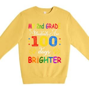 My 2nd Grade Students Are 100 Days Brighter Funny Gift Teachers Gift Premium Crewneck Sweatshirt