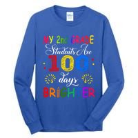 My 2nd Grade Students Are 100 Days Brighter Funny Gift Teachers Gift Tall Long Sleeve T-Shirt