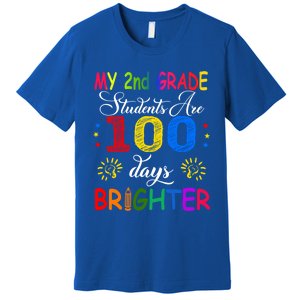 My 2nd Grade Students Are 100 Days Brighter Funny Gift Teachers Gift Premium T-Shirt