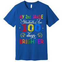 My 2nd Grade Students Are 100 Days Brighter Funny Gift Teachers Gift Premium T-Shirt