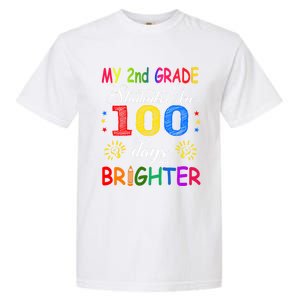 My 2nd Grade Students Are 100 Days Brighter Funny Gift Teachers Gift Garment-Dyed Heavyweight T-Shirt