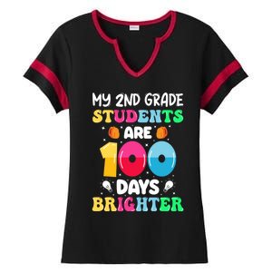 My 2nd Grade Students Are 100 Days Brighter 100 Days Of Meaningful Gift Ladies Halftime Notch Neck Tee