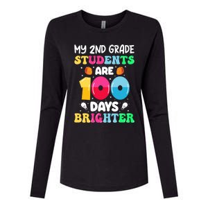 My 2nd Grade Students Are 100 Days Brighter 100 Days Of Meaningful Gift Womens Cotton Relaxed Long Sleeve T-Shirt