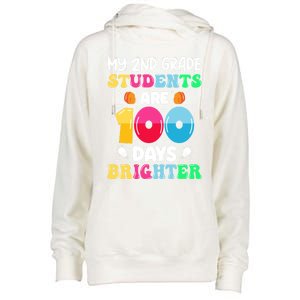 My 2nd Grade Students Are 100 Days Brighter 100 Days Of Meaningful Gift Womens Funnel Neck Pullover Hood