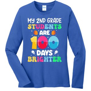 My 2nd Grade Students Are 100 Days Brighter 100 Days Of Meaningful Gift Ladies Long Sleeve Shirt