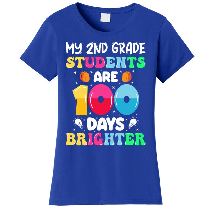 My 2nd Grade Students Are 100 Days Brighter 100 Days Of Meaningful Gift Women's T-Shirt