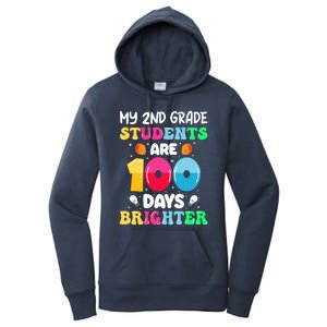 My 2nd Grade Students Are 100 Days Brighter 100 Days Of Meaningful Gift Women's Pullover Hoodie