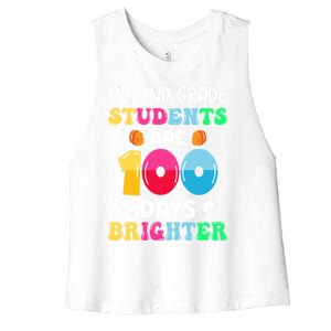 My 2nd Grade Students Are 100 Days Brighter 100 Days Of Meaningful Gift Women's Racerback Cropped Tank