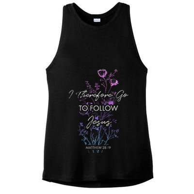 Matthew 2819 I Follow Jesus Baptism Baptized Christian Ladies PosiCharge Tri-Blend Wicking Tank