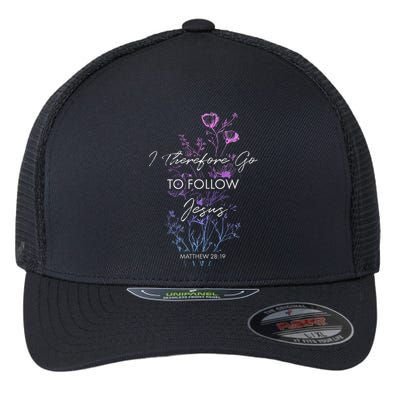 Matthew 2819 I Follow Jesus Baptism Baptized Christian Flexfit Unipanel Trucker Cap