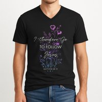Matthew 2819 I Follow Jesus Baptism Baptized Christian V-Neck T-Shirt