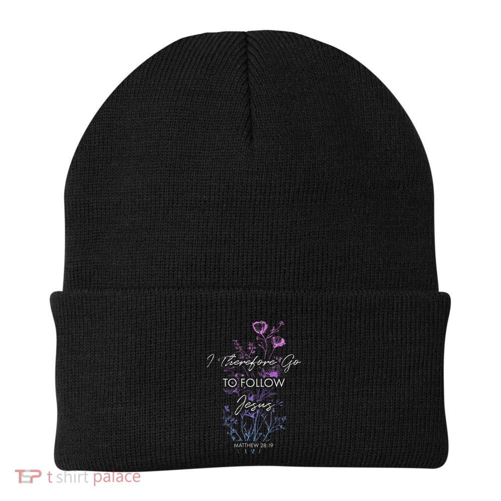 Matthew 2819 I Follow Jesus Baptism Baptized Christian Beanie