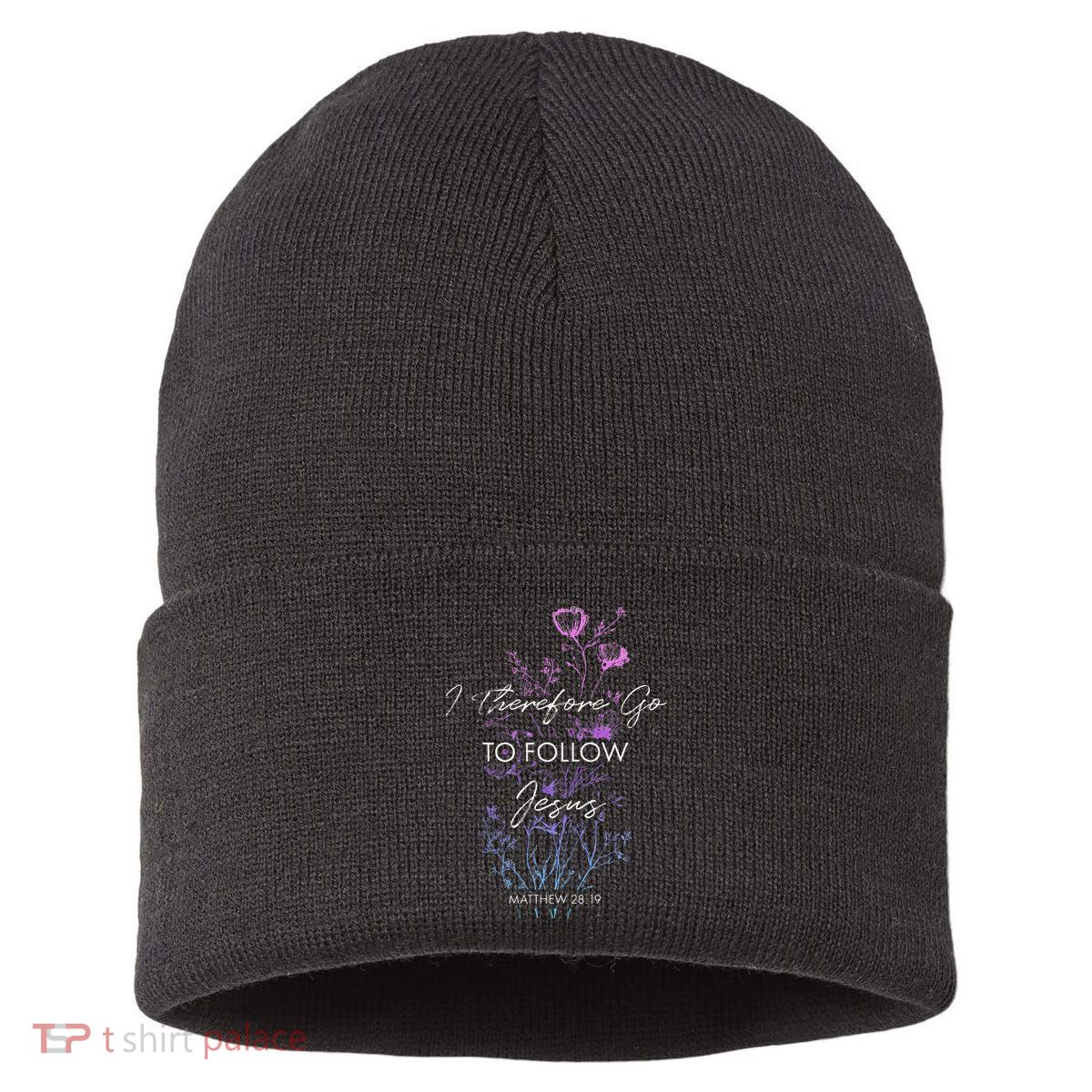 Matthew 2819 I Follow Jesus Baptism Baptized Christian Sustainable Knit Beanie