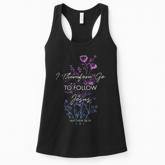 Matthew 2819 I Follow Jesus Baptism Baptized Christian Womens Tank Top