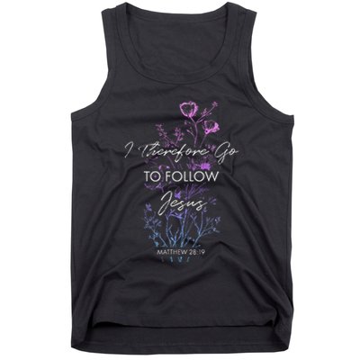Matthew 2819 I Follow Jesus Baptism Baptized Christian Tank Top