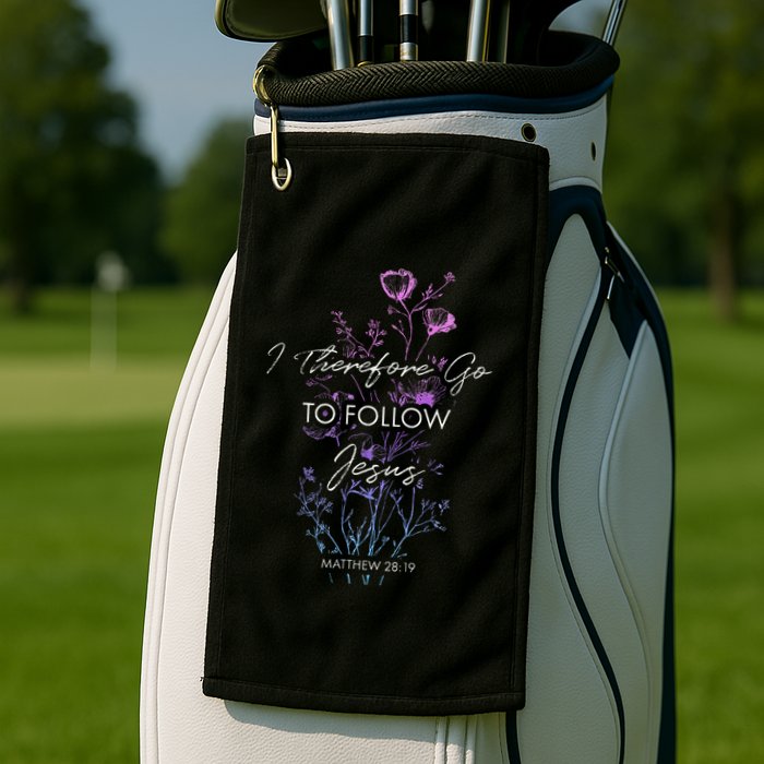 Matthew 2819 I Follow Jesus Baptism Baptized Christian Golf Towel