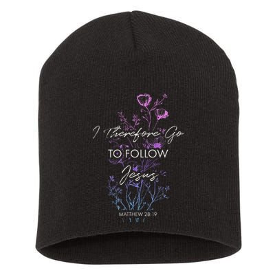 Matthew 2819 I Follow Jesus Baptism Baptized Christian Short Acrylic Beanie