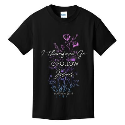 Matthew 2819 I Follow Jesus Baptism Baptized Christian Kids T-Shirt