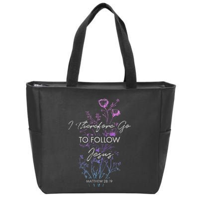 Matthew 2819 I Follow Jesus Baptism Baptized Christian Zip Tote Bag