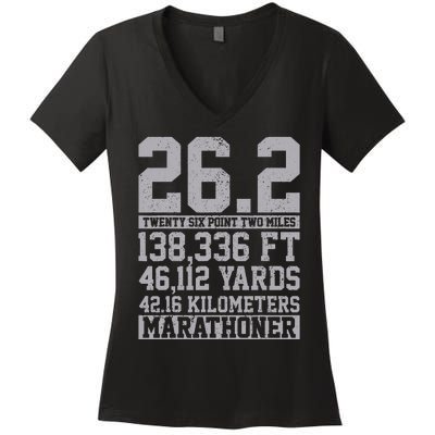 Marathon 26.2 Miles Running Runner Gift Women's V-Neck T-Shirt