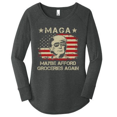 Maga 2024 Maybe Afford Groceries Again Retro Trump 2024 Women's Perfect Tri Tunic Long Sleeve Shirt