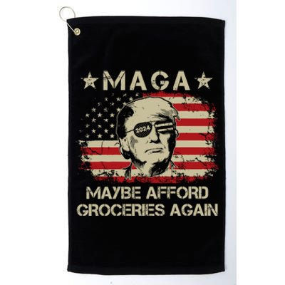 Maga 2024 Maybe Afford Groceries Again Retro Trump 2024 Platinum Collection Golf Towel