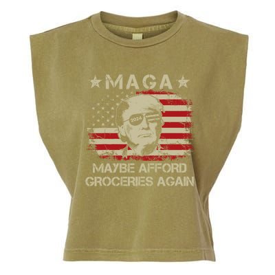 Maga 2024 Maybe Afford Groceries Again Retro Trump 2024 Garment-Dyed Women's Muscle Tee