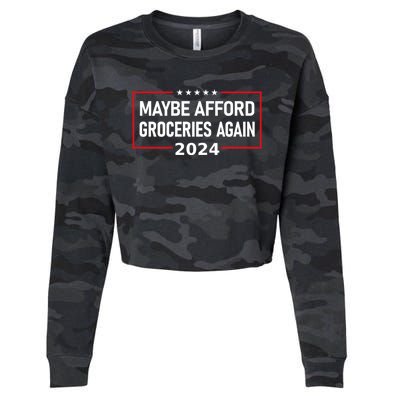 Maga 2024 Maybe Afford Groceries Again Retro Trump 2024 Cropped Pullover Crew