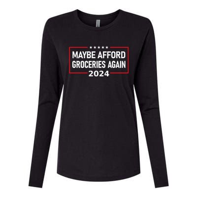 Maga 2024 Maybe Afford Groceries Again Retro Trump 2024 Womens Cotton Relaxed Long Sleeve T-Shirt