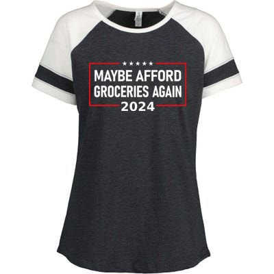 Maga 2024 Maybe Afford Groceries Again Retro Trump 2024 Enza Ladies Jersey Colorblock Tee