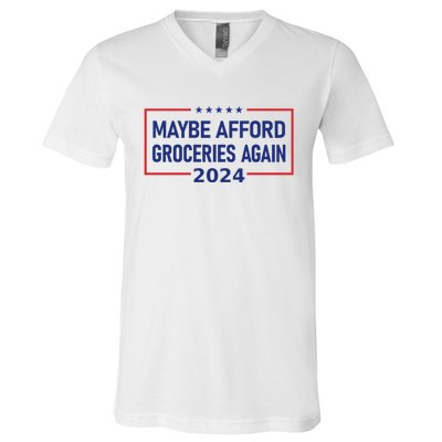 Maga 2024 Maybe Afford Groceries Again Retro Trump 2024 V-Neck T-Shirt