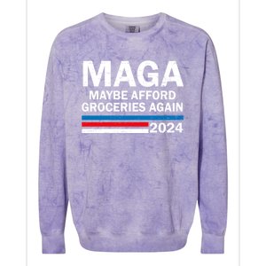 Maga 2024 Maybe Afford Groceries Again Retro Trump 2024 Colorblast Crewneck Sweatshirt