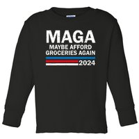 Maga 2024 Maybe Afford Groceries Again Retro Trump 2024 Toddler Long Sleeve Shirt