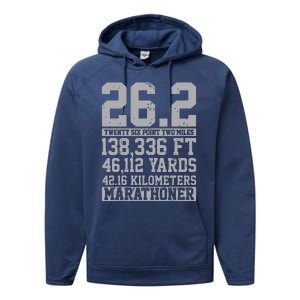 Marathon 262 Miles Running Runner Gift Performance Fleece Hoodie