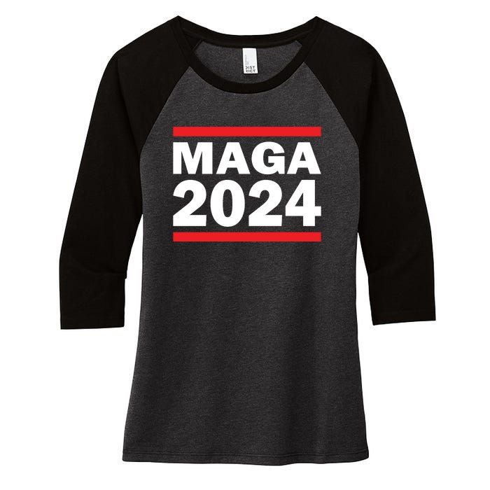 MAGA 2024 Women's Tri-Blend 3/4-Sleeve Raglan Shirt