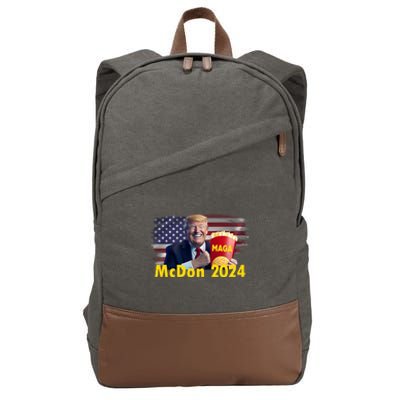 Mcdon 2024 Maga Donald Trump Fast Food French Fries Cotton Canvas Backpack