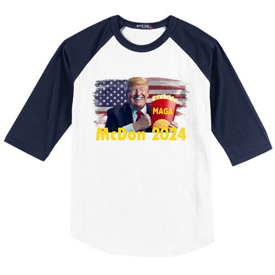 Mcdon 2024 Maga Donald Trump Fast Food French Fries Baseball Sleeve Shirt