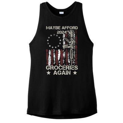 Maga 2024 Maybe Afford Groceries Again Funny American Flag Ladies PosiCharge Tri-Blend Wicking Tank