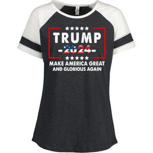 MAGAGA 2024 Make America Great And Glorious Again Trump Shirt Enza Ladies Jersey Colorblock Tee