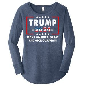 MAGAGA 2024 Make America Great And Glorious Again Trump Shirt Women's Perfect Tri Tunic Long Sleeve Shirt