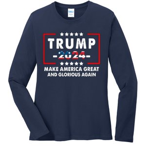 MAGAGA 2024 Make America Great And Glorious Again Trump Shirt Ladies Long Sleeve Shirt