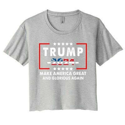 MAGAGA 2024 Make America Great And Glorious Again Trump Shirt Women's Crop Top Tee