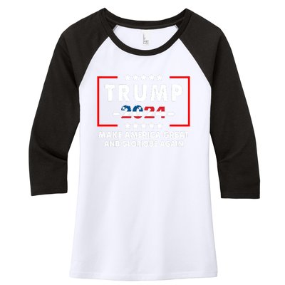 MAGAGA 2024 Make America Great And Glorious Again Trump Shirt Women's Tri-Blend 3/4-Sleeve Raglan Shirt