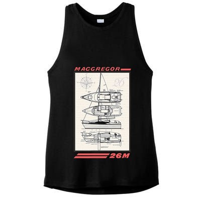 MacGregor 26M Sailboat Line Drawing Ladies PosiCharge Tri-Blend Wicking Tank