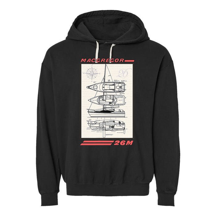 MacGregor 26M Sailboat Line Drawing Garment-Dyed Fleece Hoodie